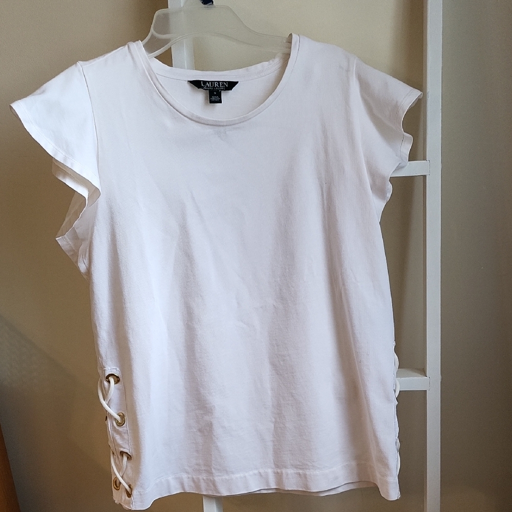 White Women's Top With Ruffle Sleeves
